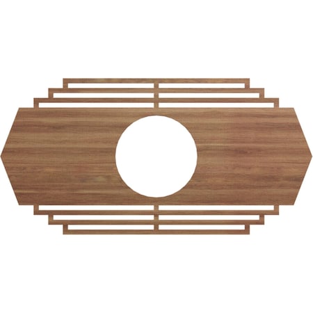Ekena Millwork Chrysler Wood Fretwork Pierced Ceiling Medallion, Walnut, 34"W x 17"H x 9"ID x 3/8"T CMWP34X17X0375CSWA